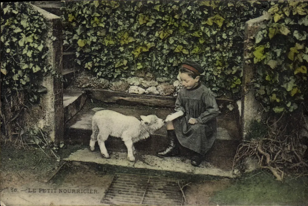 Der Kleine Nanny — Kind, das ein Lamm füttert — J.L.C. Nr. 16 - Vorderseite