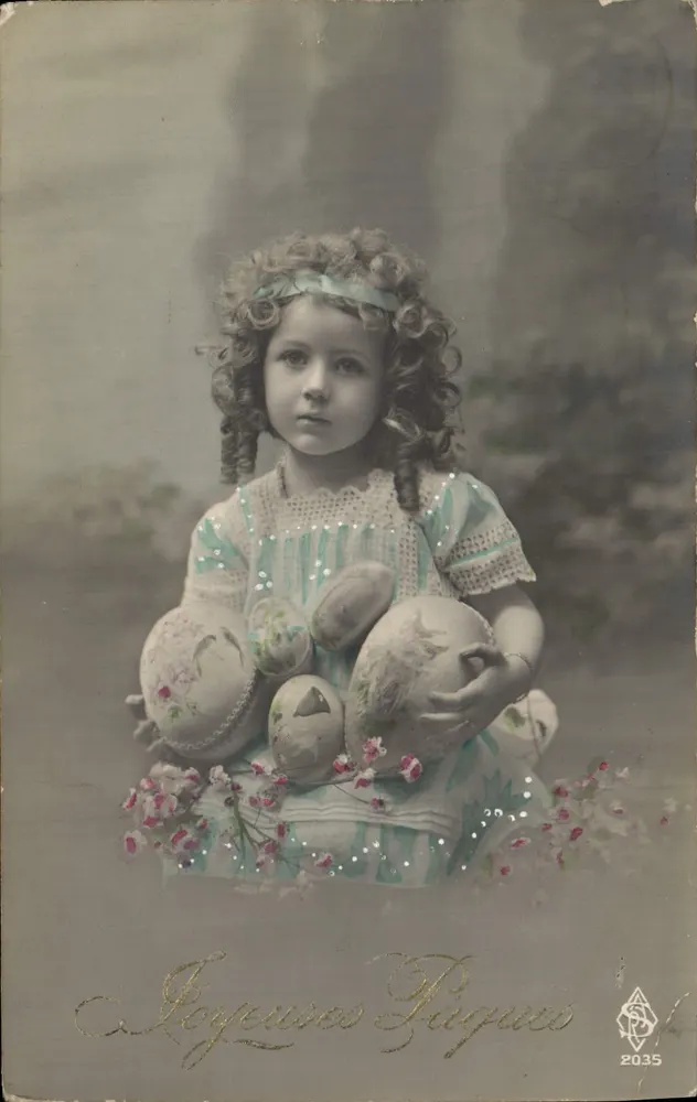 Mädchen mit Ostereiern — Frohe Ostern — S.P. 2035 - Vorderseite