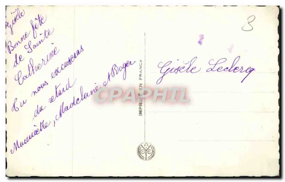 Sainte Catherine — Lächelnde junge Frau mit Rosen — T.A. NOYER 3645 - Rückseite