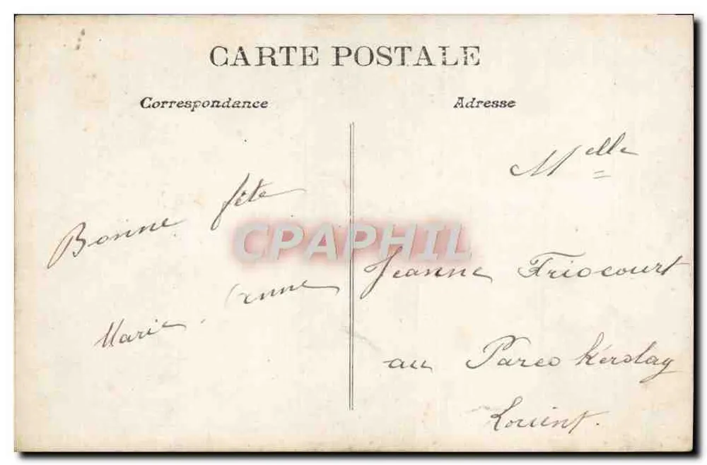 Frau in gestreifter Kleidung — umgeben von Blumen — Verlag A. J. S. n° 518 - Rückseite