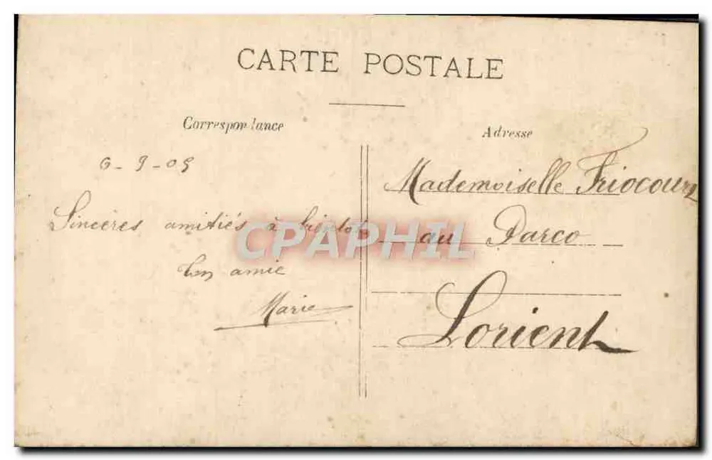 Junge Frau mit einem Traubenstrauß — M.F. Paris - Rückseite