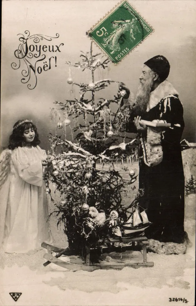 Weihnachtsmann und Engel — Weihnachtsdeko — Verlag B.N. n° 32614/5 - Vorderseite