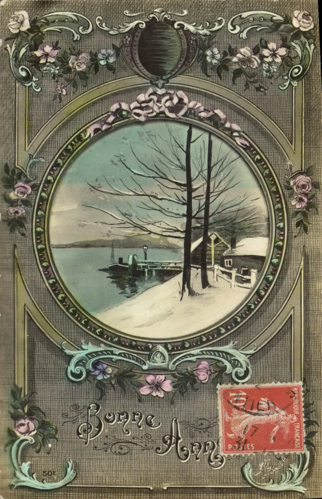 Winterlandschaft — Frohe Weihnachten — Anonymer Verleger, Nr. 501 - Vorderseite