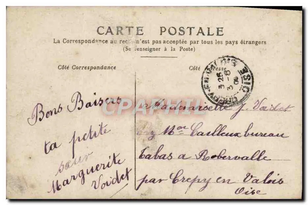 Kleine Mädchen mit Rosen — Blumendekor und Schleife — veröffentlicht von P.X. PARIS n°218 - Rückseite