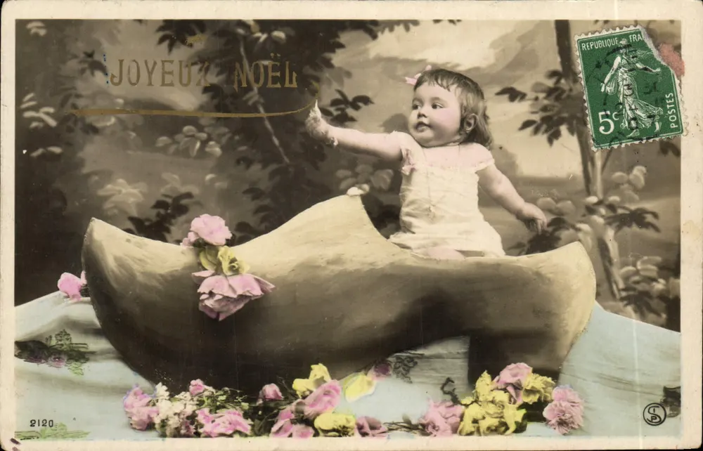 Baby in einem niederländischen Schuh — Frohe Weihnachten — Verlag S. n° 2120 - Vorderseite