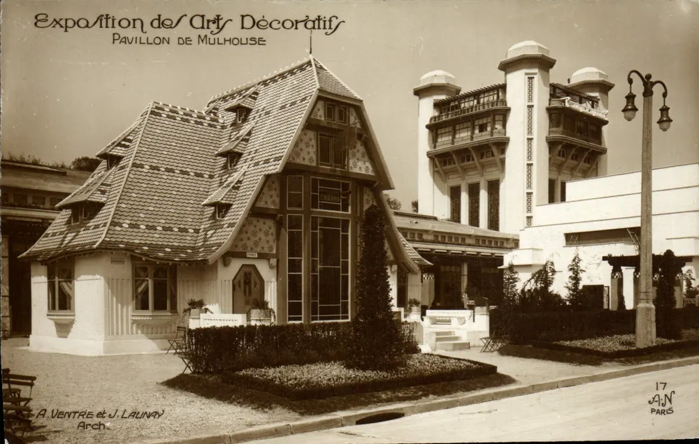 Ausstellung der Dekorativen Künste — Pavillon von Mulhouse — A. Ventre und J. Lalunay, Architekten - Vorderseite
