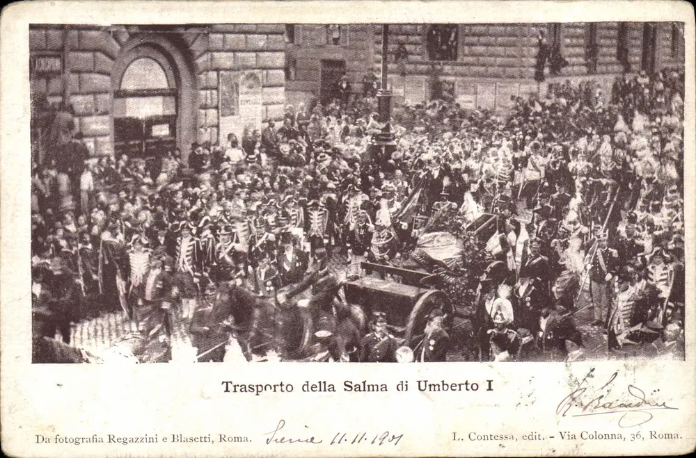 Transport der Leiche von Umberto I — Rom — Verlag L. Contessa, Seriennummer 11.11.1904 - Vorderseite