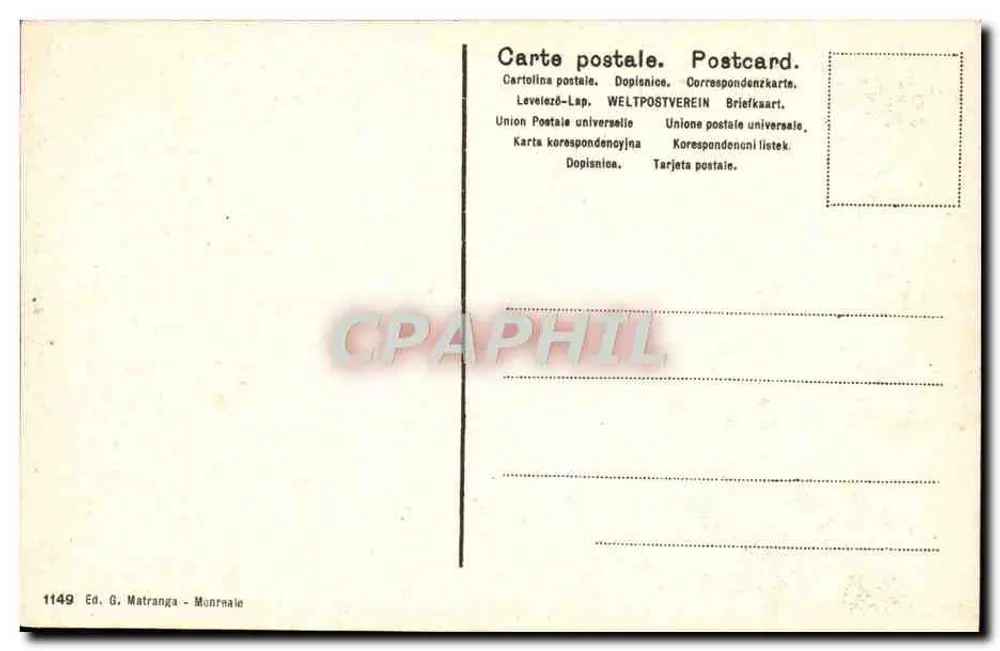 Palerme - Carretto Siciliano — éditeur G. Matranga, n° 1149 - Verso
