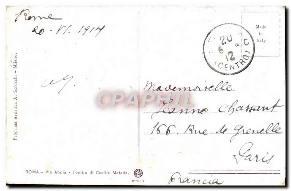 Tomba di Cecilia Metella — Rom — Proprietà Artistica A. Scrocchi — Nr. 8576-7 - Rückseite