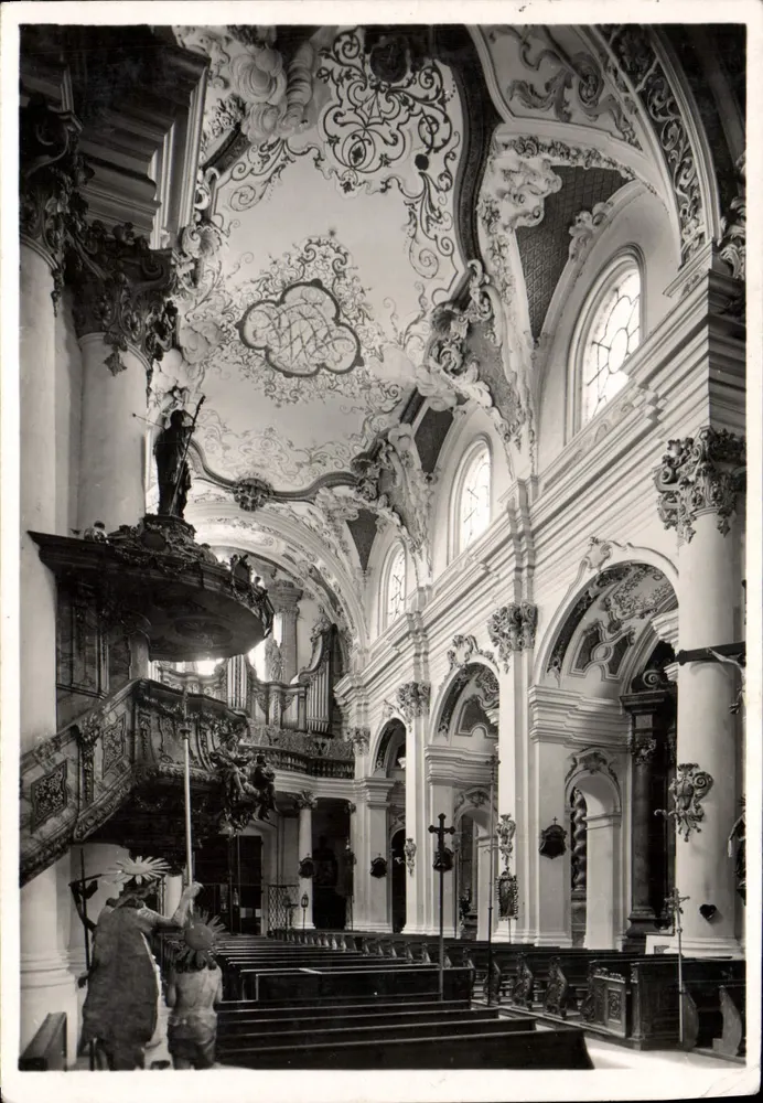 Roehr (NDBayern) Kath. Pfarrkirche — intérieur avec orgue et chaire, éditeur Deutscher Kunstverlag Berlin W 35 - Vorderseite