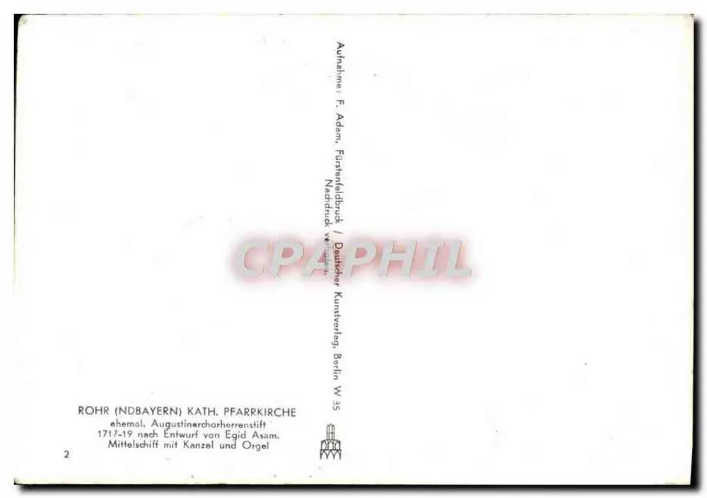 Roehr (NDBayern) Kath. Pfarrkirche — intérieur avec orgue et chaire, éditeur Deutscher Kunstverlag Berlin W 35 - Rückseite