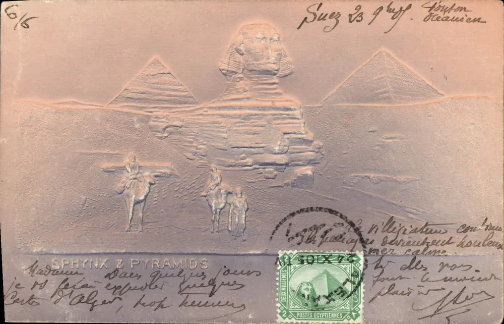Sphynx & Pyramides — vue gravée — éditeur SINGONON CENTRALE, n° 6/6 - Frente