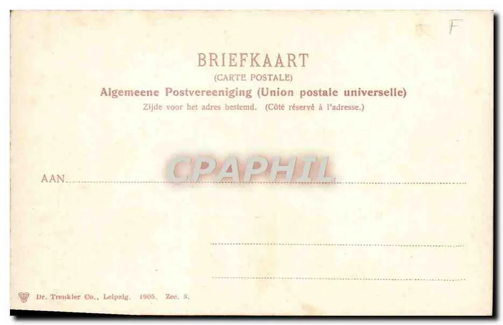 Abbigliamento tradizionale zelandese — Zeeuwsche Kleederdracht — Dr. Trenkler Co., Leipzig, 1905, serie Zee. 8 - Verso