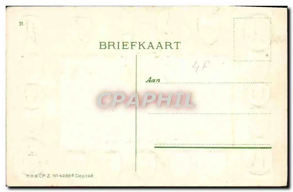 Rotterdam - Eendrachtsweg — carta postal decorativa com brasões e medalhas — editor H.G.&C.Z. n°4286 - Verso