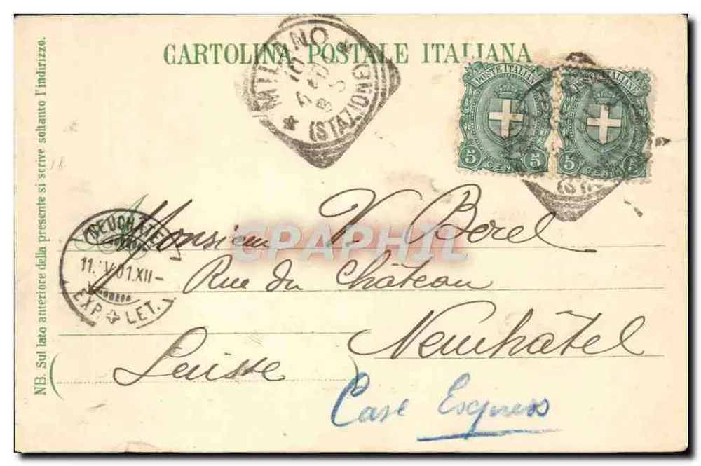 Milano. Piazza della Scala col Monumento di Leonardo da Vinci — Hans Dietz, Editeur, Milan, No. 5 - Verso