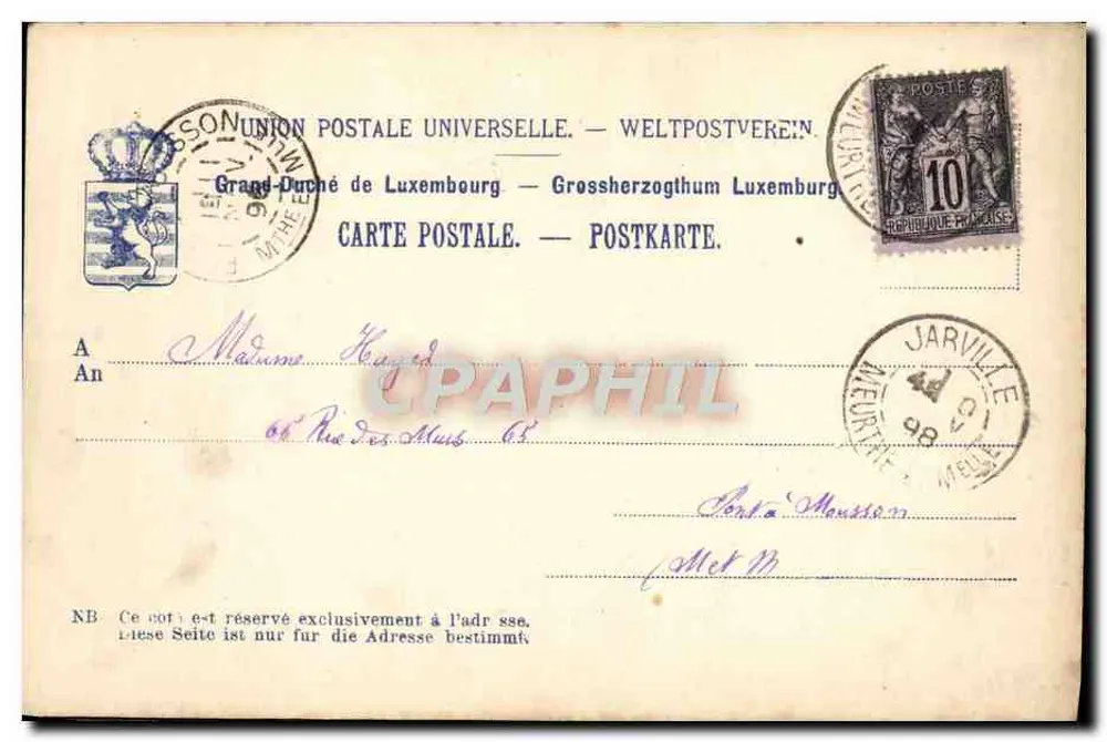 Schloss Berg — Großherzogtum Luxemburg — Charles Bernhoeft, Serie Nr. 55 - Rückseite
