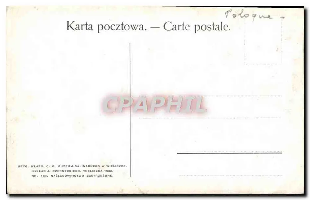 Soldado em uniforme verde — Wieliczka — editor P. Stachiewicz, n° 105 - Verso
