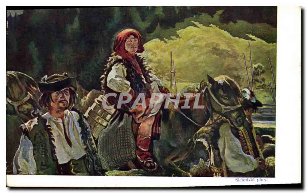 Cena de guerra — cavaleiros poloneses — editor Wydawn. sal. mal. polsk. Kraków, n°4 - Frente