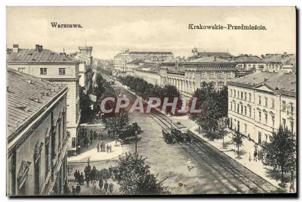 Warschau. Krakowskie-Przedmieście — Panoramablick — Verlag K. Wejutyński's, Nr. 41 - Vorderseite