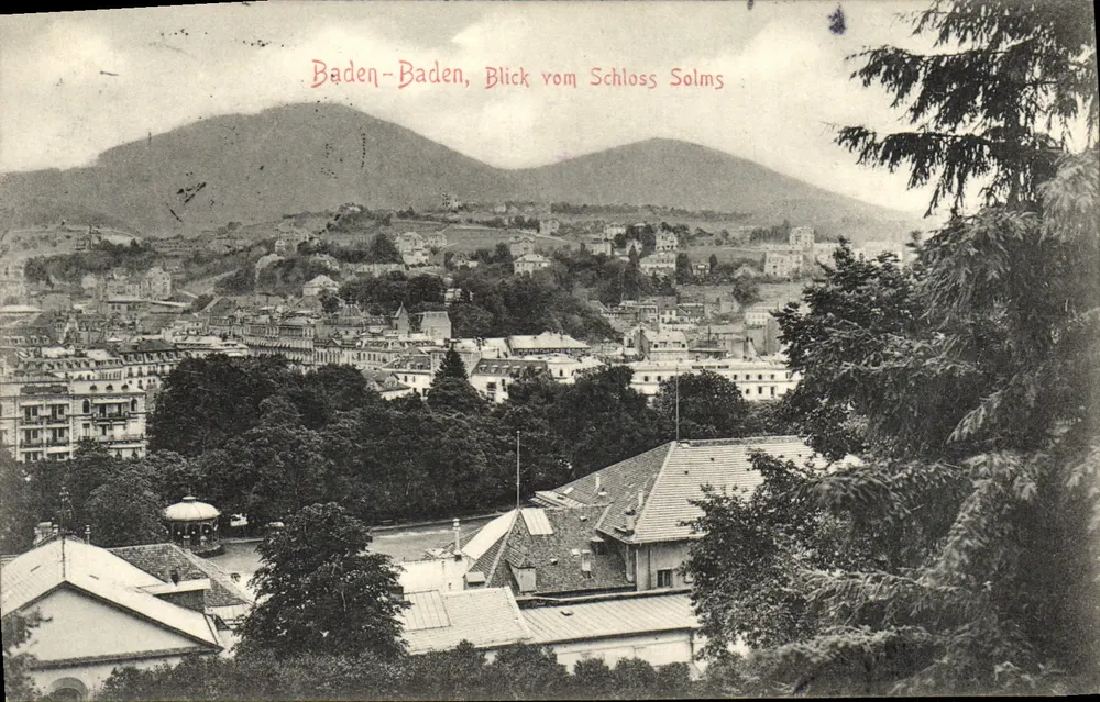 Baden-Baden, widok z zamku Solms — widok panoramiczny — wydawca nieznany - Awers