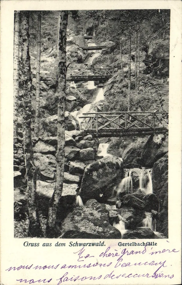 Gertelbachfälle — Grüße aus dem Schwarzwald — Verlag Philipp Rissmann, Baden-Baden, Nr. 346 - Vorderseite