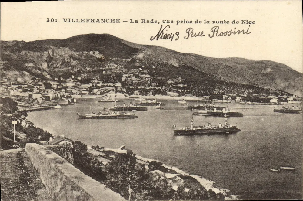 Villefranche — Der Hafen, Blick von der Straße nach Nice — Verlag: M. P. Rossini, n° 301 - Vorderseite