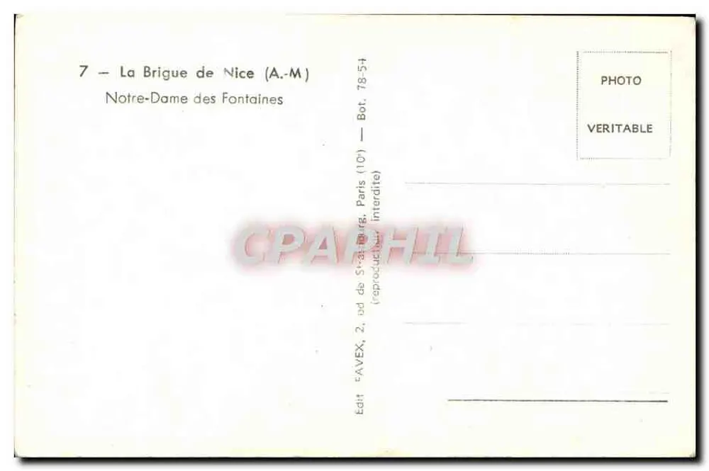 Nostra Signora delle Fontane — La Brigue di Nizza — Ed. AVEX, Parigi - Verso