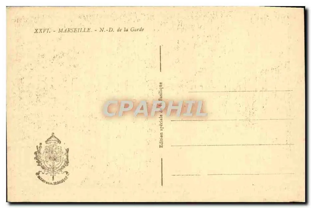 Marseille — Nossa Senhora da Guarda — Edição Especial da Basílica - Verso