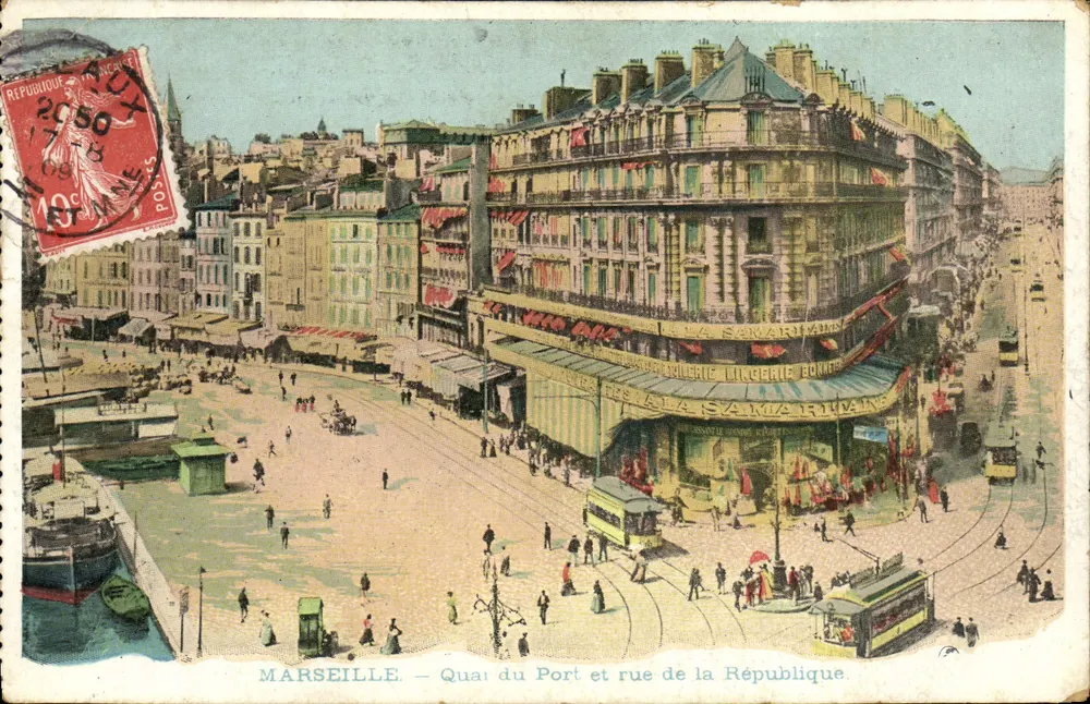 MARSEILLE — Quai du Port und rue de la République — Verlag unbekannt, Seriennummer nicht sichtbar - Vorderseite