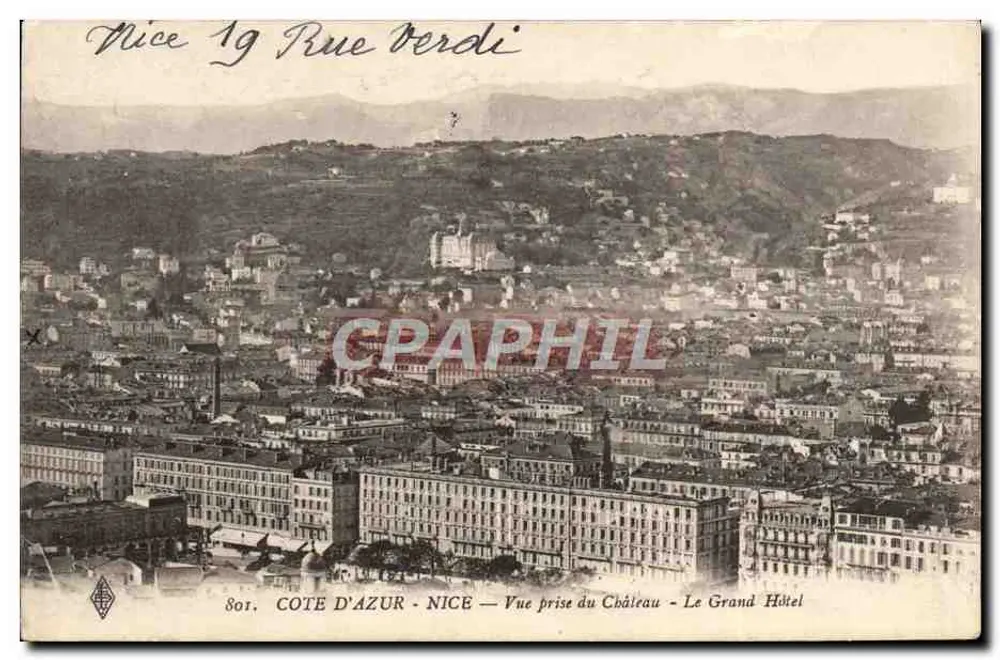 Nice 19 Rue Verdi — Ausblick vom Schloss — Das Grand Hotel — Côte d'Azur - Vorderseite