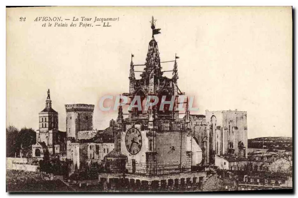 Avignon — La Tour Jacquemart und das Palais des Papes — LL - Vorderseite