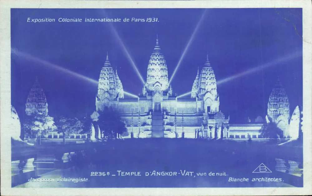 Tempel von Angkor Wat, Nachtsicht — Internationale Kolonialausstellung Paris 1931 — Architekten Blanche, Nr. 2236 - Vorderseite