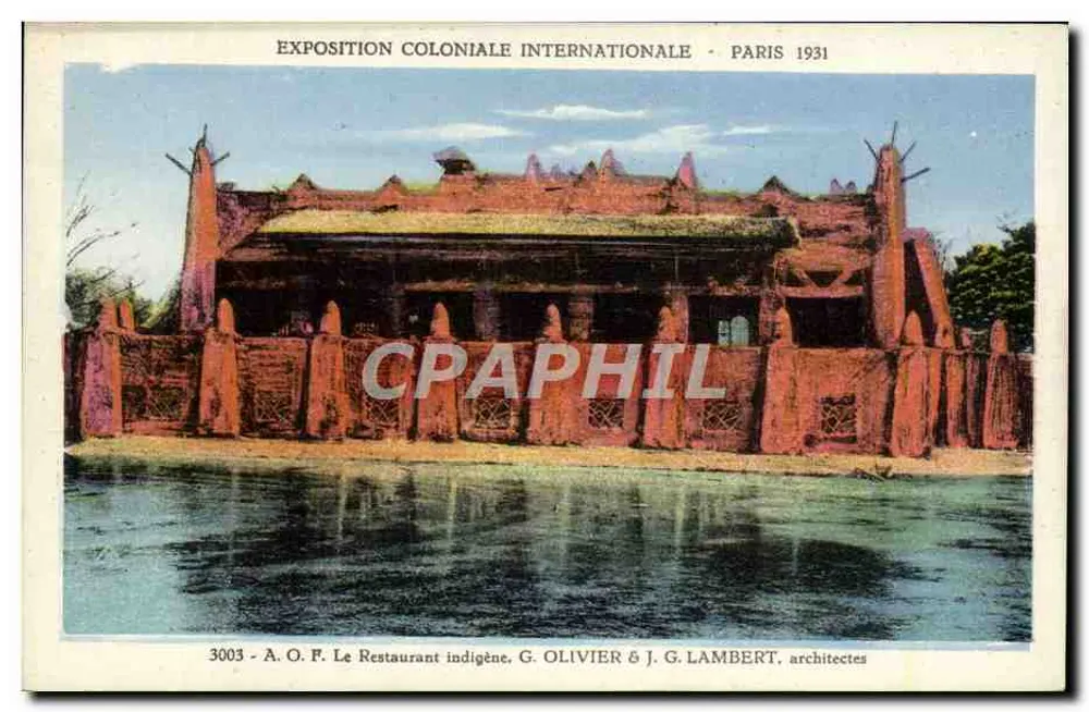 Internationale Kolonialausstellung - Paris 1931 — Das indigene Restaurant — G. Olivier & J. G. Lambert, Architekten - Vorderseite