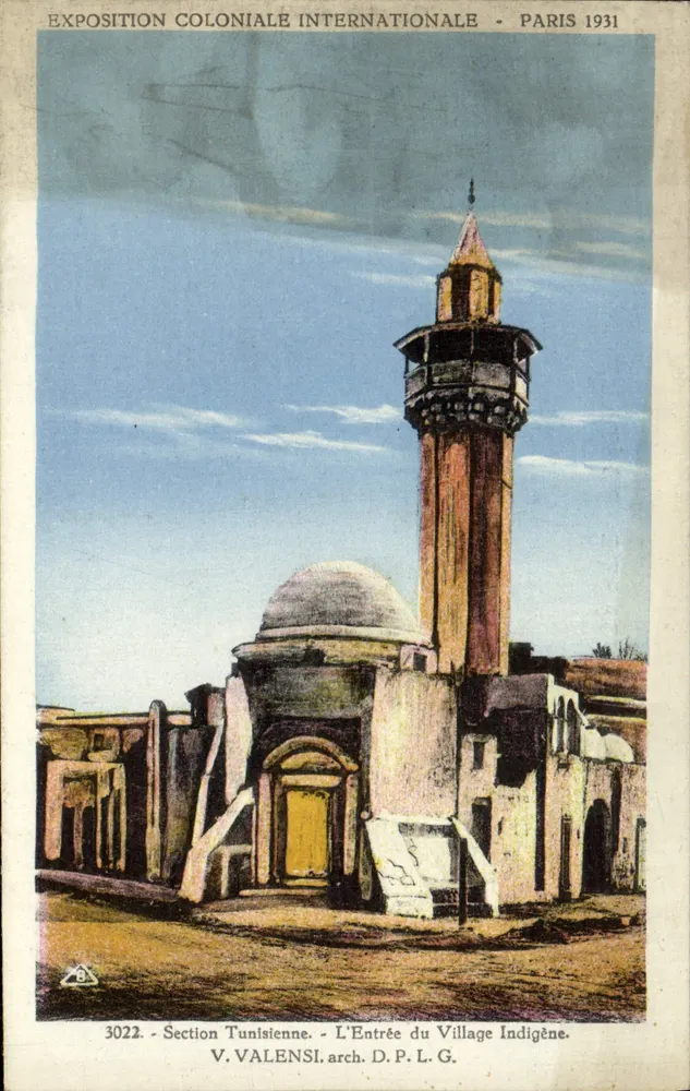 Internationale Kolonialausstellung - Paris 1931 - tunesische Abteilung - Eingang zum indigenen Dorf - V. Valensi, arch. D.P.L.G. - Vorderseite