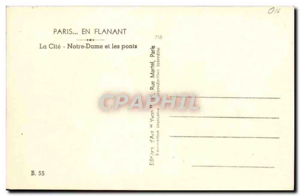Paris... Spaziergang — Die Stadt - Notre-Dame und die Brücken — Künstlerverleger 'Yvan', Paris - Rückseite