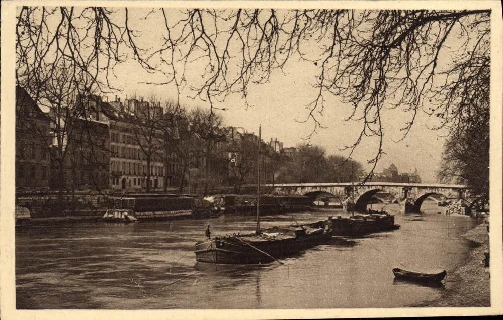Die Seine am Pont-Marie — Ansicht mit Booten und Brücke — Verlag Lévy et Neurden, Paris - Vorderseite