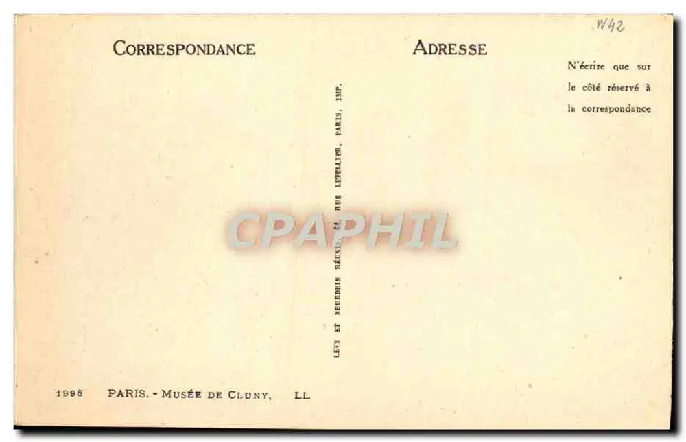Museu de Cluny — Paris — Editor Lévy e Neurdein, n° LL - Verso