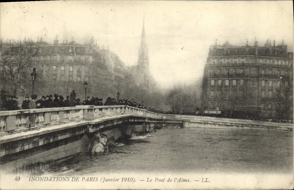 Inundações de Paris (Janeiro 1910) — O Ponte do Alma — LL. - Frente