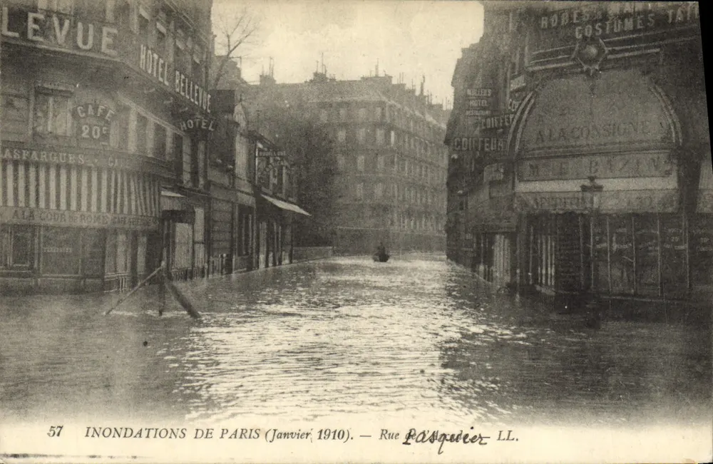 Inundações de Paris — Janeiro de 1910 — Rue Pasquier — LL. Pasquier - Frente