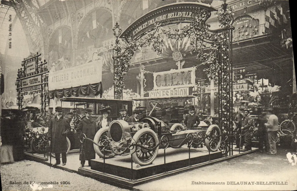 Automobilmesse 1904 — DELAUNAY-BELLEVILLE-Gesellschaft — Werkstätten Ducommun — Hélio E. La Daby, Paris - Vorderseite