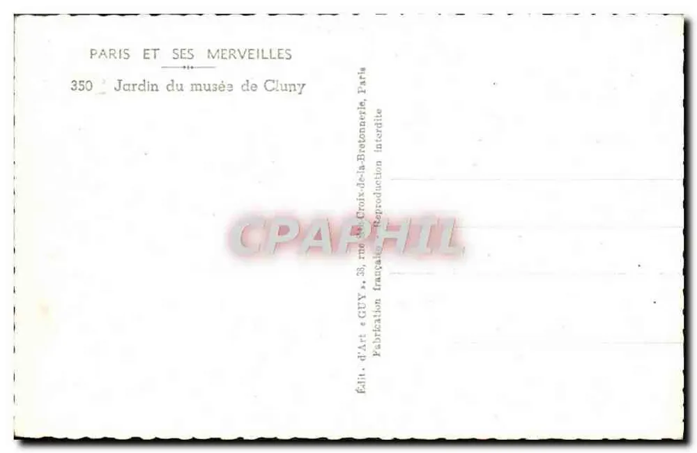 Jardin du musée de Cluny — Paris — Verlag GUY, n° 350 - Rückseite