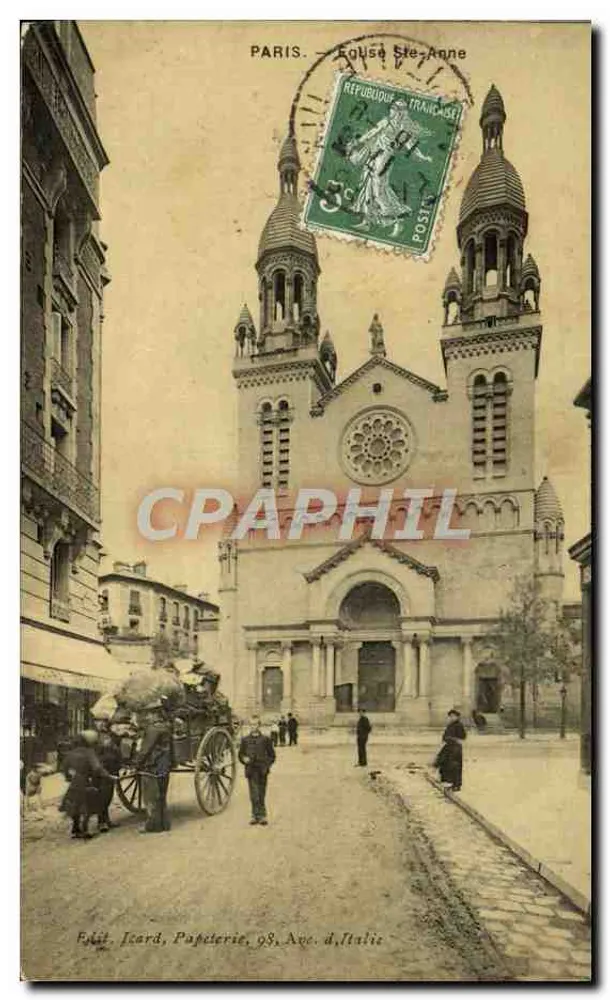 Paris — Kirche Sainte-Anne — Verlag Isard, Papeterie, 98, Avenue d'Italie - Vorderseite