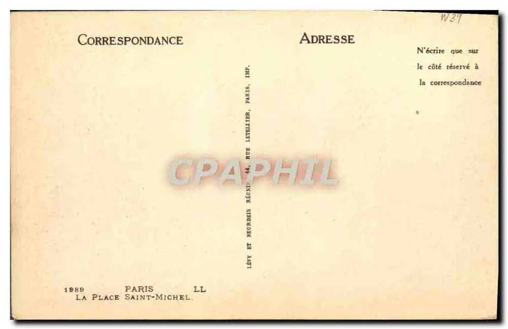 Place Saint-Michel — Paris — Editor: Lévy e Neurdein, 44, rue Letellier - Verso