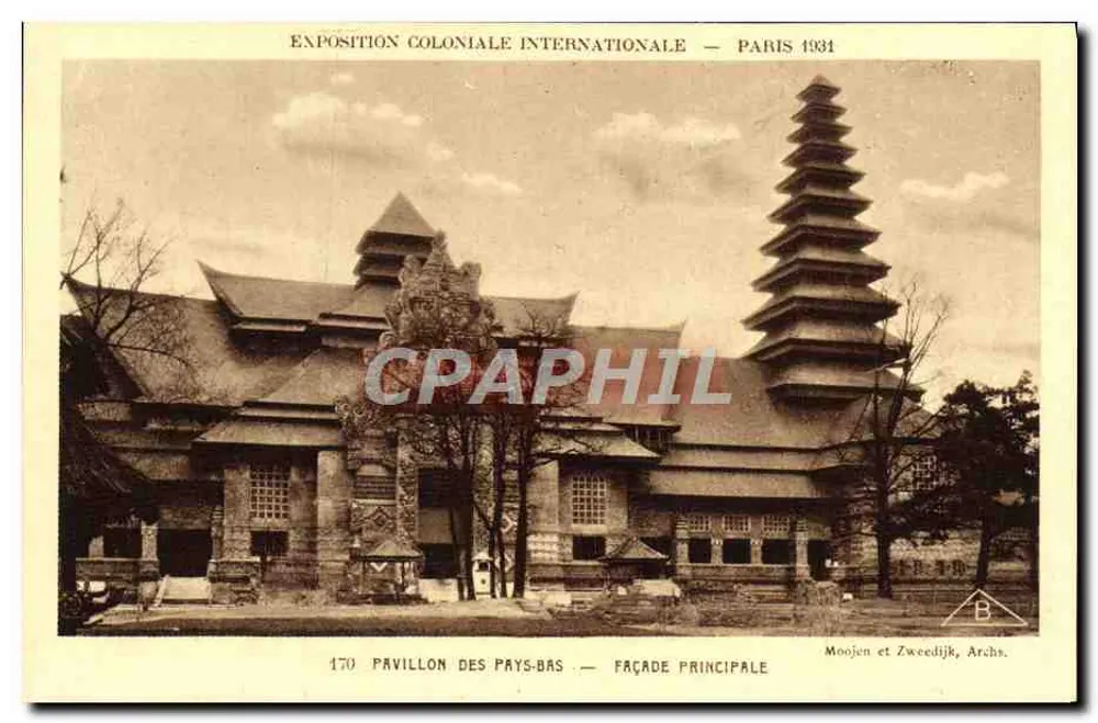 Internationale Kolonialausstellung — Paris 1931 — Pavillon der Niederlande — Hauptfassade — Moojen und Zweedijk, Archs. - Vorderseite