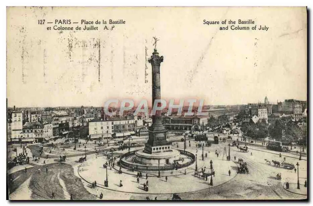 Paris — Place de la Bastille und Colonne de Juillet — A. P. 127 - Vorderseite