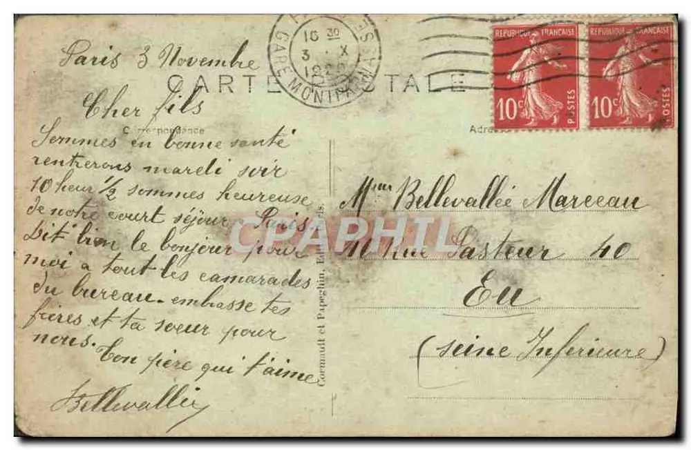 Paris — O Arco do Triunfo do Carrousel — A.P. n°117 - Verso