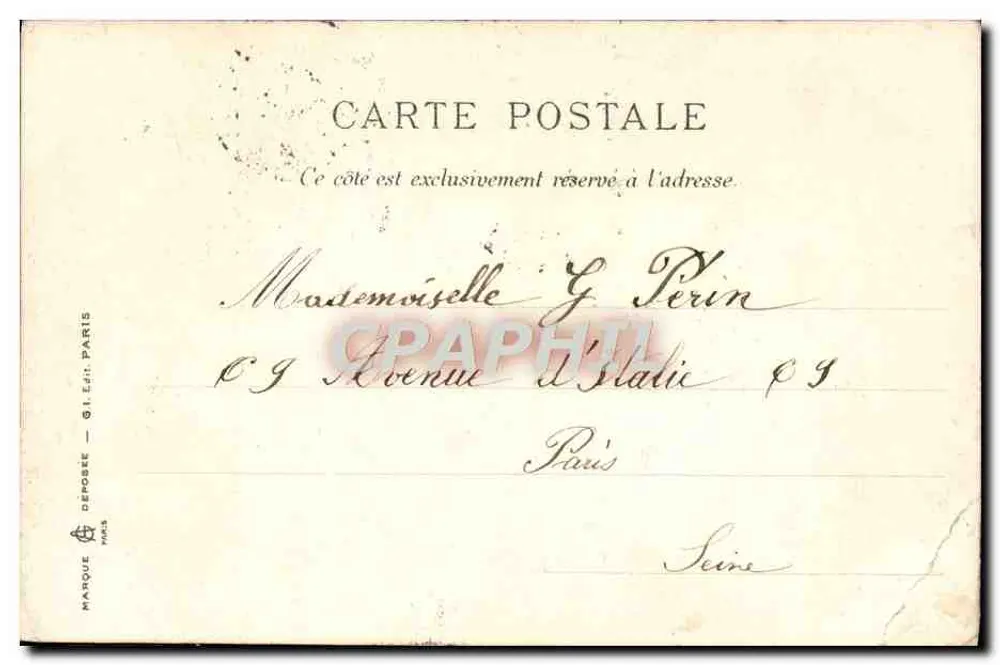 Paris - Parc Monceau — Le Petit Pont — Imprimerie Emilie, série N° 26 - Verso