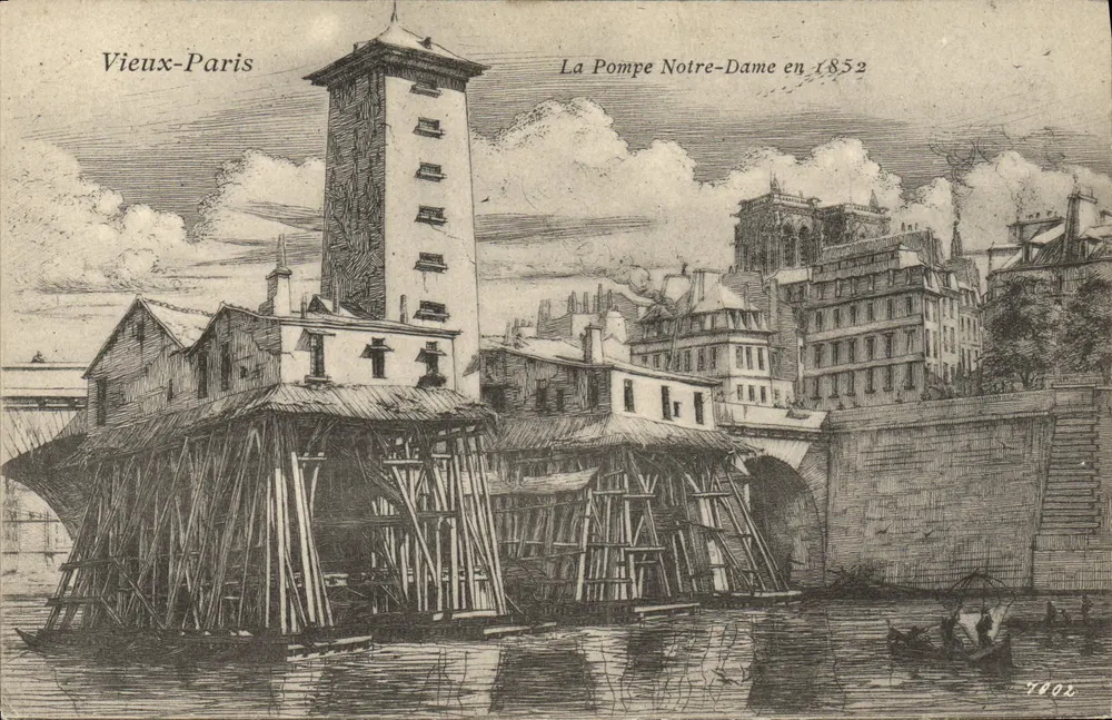 Die Pumpe Notre-Dame im Jahr 1852 — Alt-Paris — Historische und Archäologische Gesellschaft des 4. Arrondissements von Paris, Nr. 7802 - Vorderseite