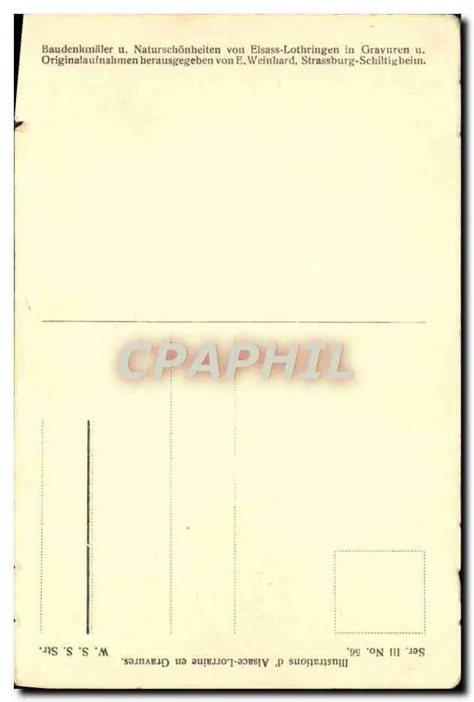 Hochkönigssburg Castle — panoramic view from a rampart path — publisher E. Weinhard, Strassburg-Schiltigheim, series III n° 56 - Back