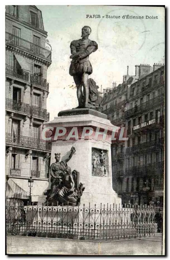 Paris - Statue d'Étienne Dolet — éditeur COURS FRIEX & BAYET - Awers